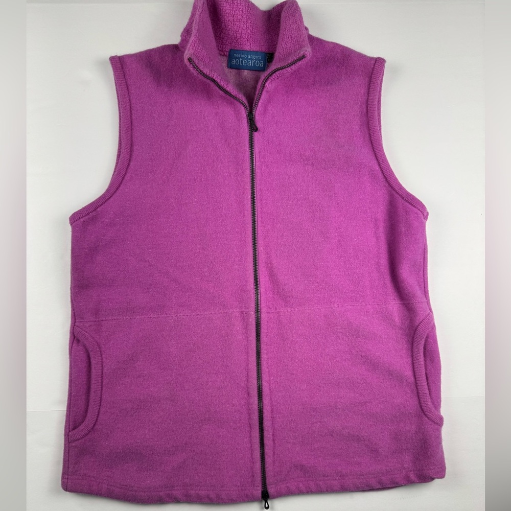 Purple sweater vest with merino angora blend size large